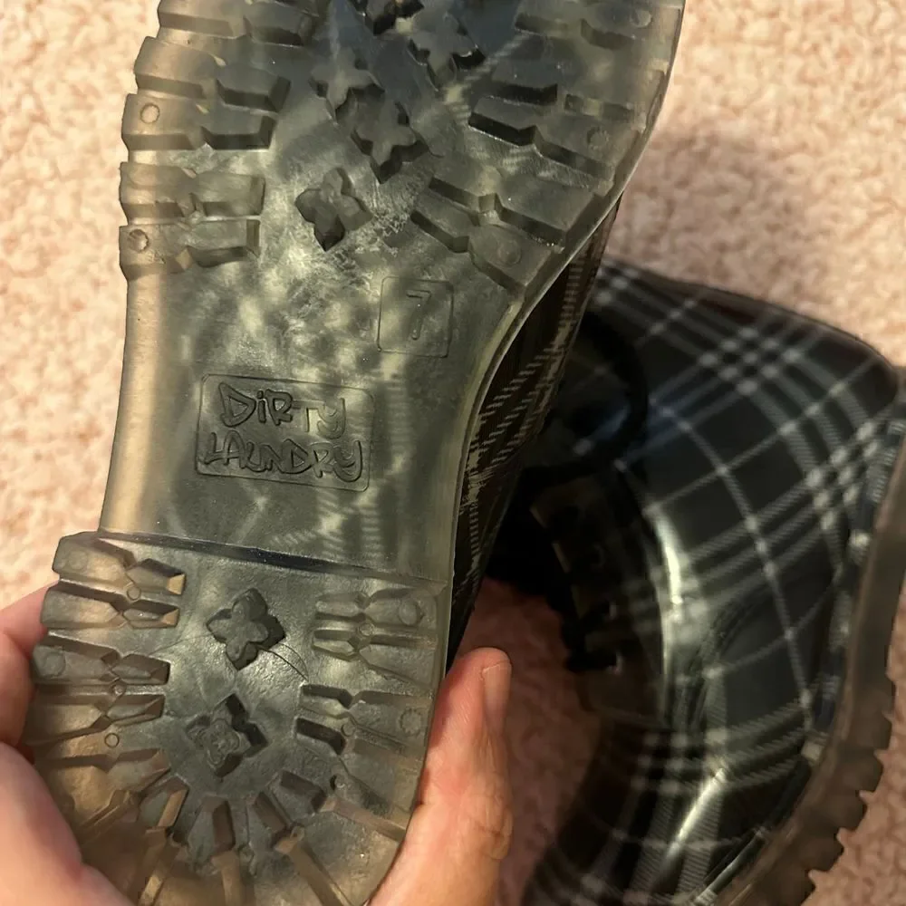 Dirty laundry plastic jelly plaid combat lace up boot 7
